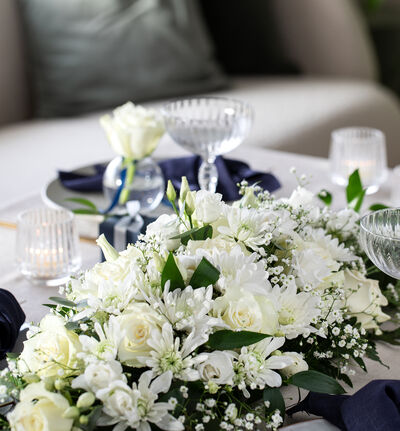 Hvit avlang borddekorasjon stor Hvit avlang borddekorasjon stor